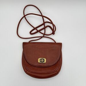 Vtg Nine West Crossbody Bag Small Brown Leather‎ Turn Lock NYC Indie Boho Desert